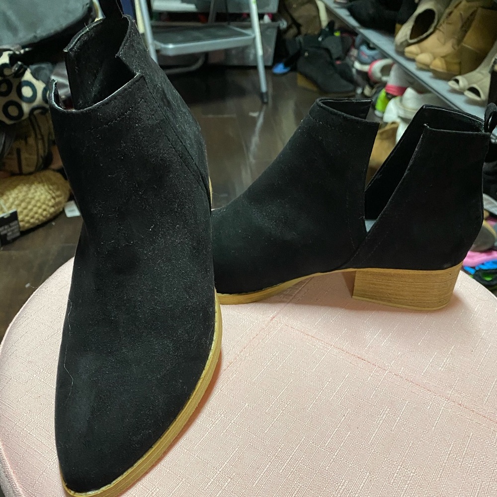 Black faux suede booties